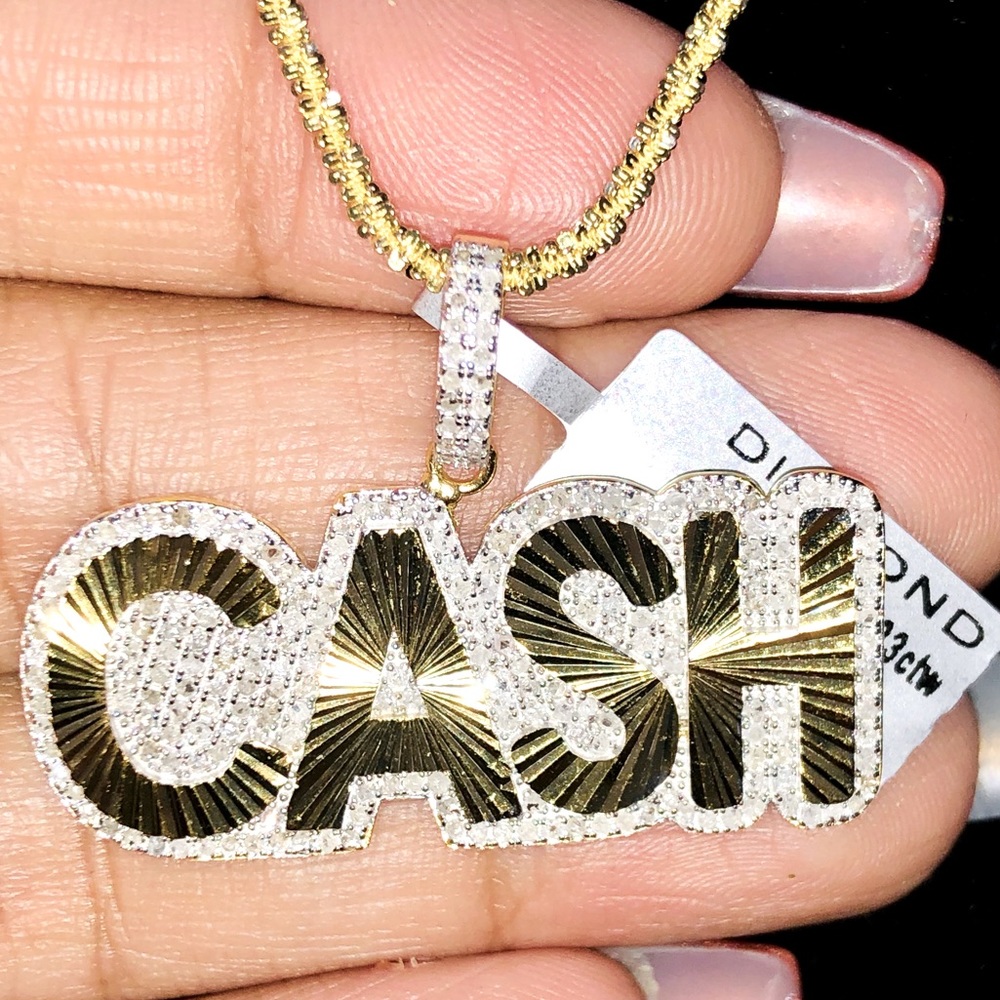 REAL DIAMOND custom made CASH pendant! NOT CZ SALE